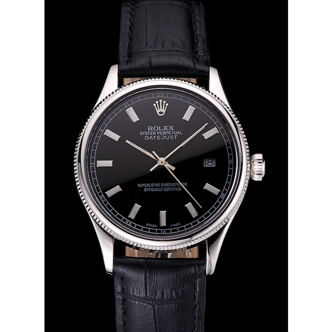 Aaa replica watch Steel Rolex And Datejust Bracelet Case Swiss Dial Black Stainless 0520